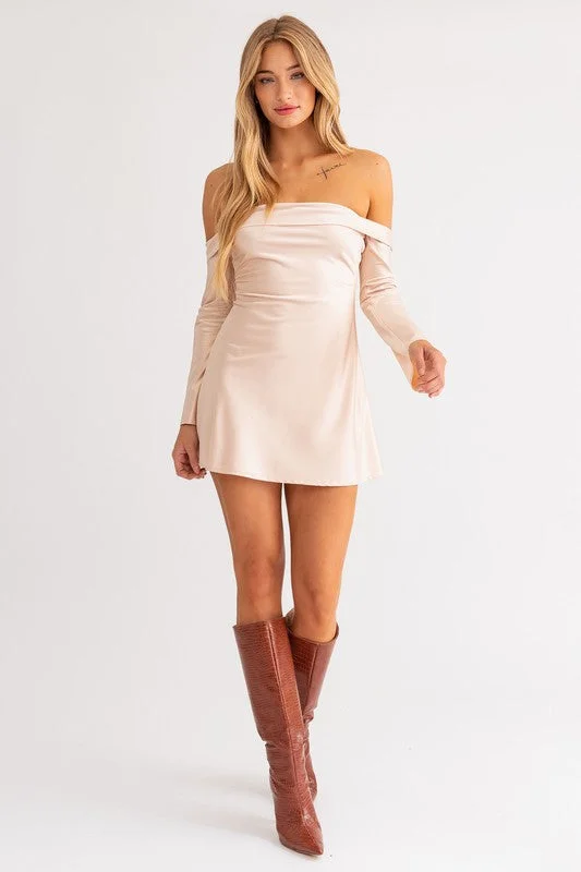 Oasis wrap dress-Here For The Champagne Mini Dress