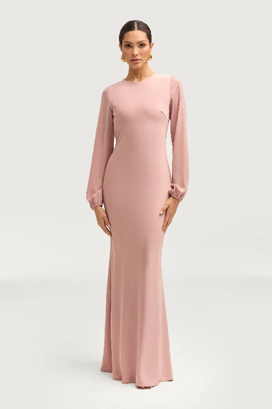 Surf tidal dress-Kamila Satin Maxi Dress - Blush