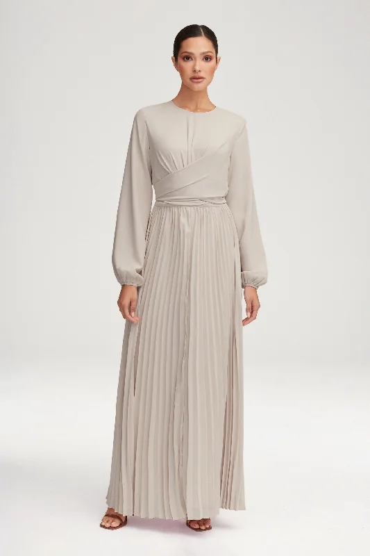 Adorable bubble dress-Layana Pleated Wrap Waist Maxi Dress - Off White