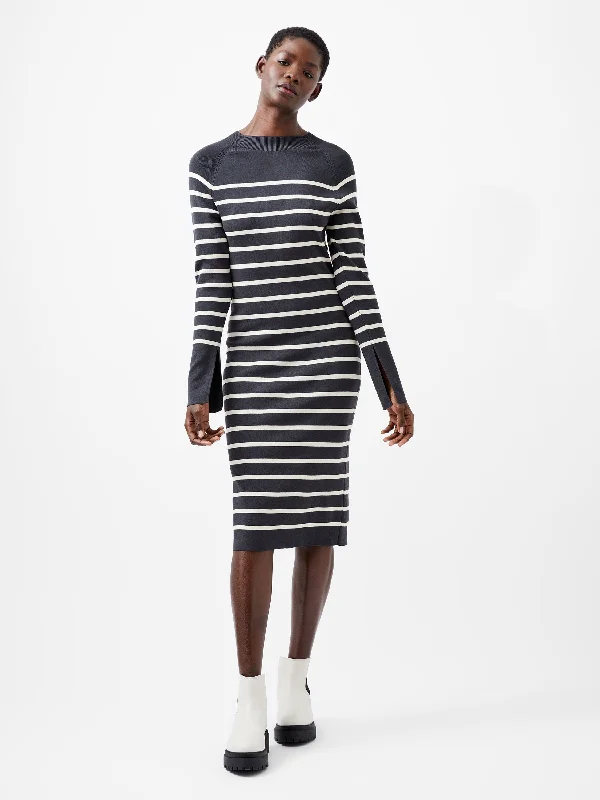 Cottage sack dress-Milena Striped Knit Midi Dress