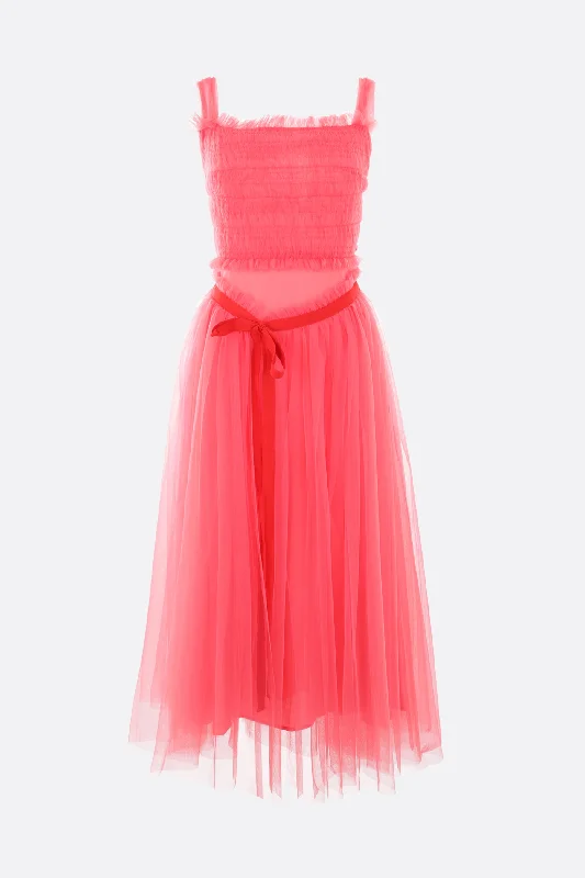 Frilled ruffle dress-Elodie tulle midi dress