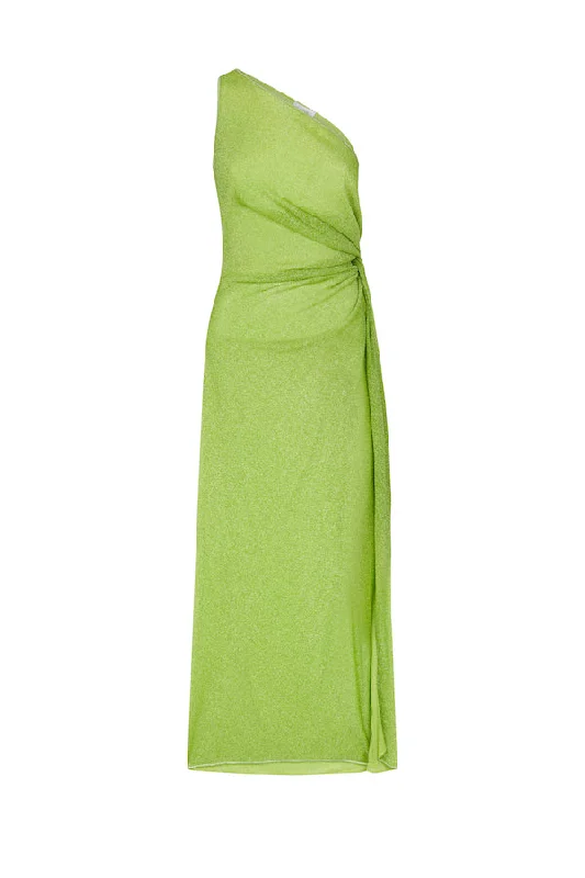 Open-knit overlay dress-Lumiere Knot Dress Lime