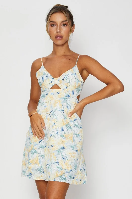 Lagoon ocean dress-Print A Line Dress Mini