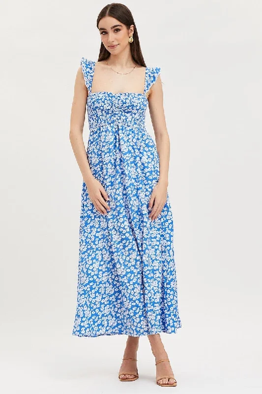 Stacked tiered dress-Print Maxi Dress Shirred