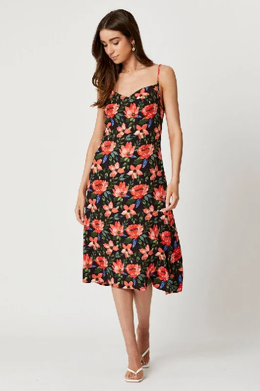 Sheer sundress-Print Midi Dress