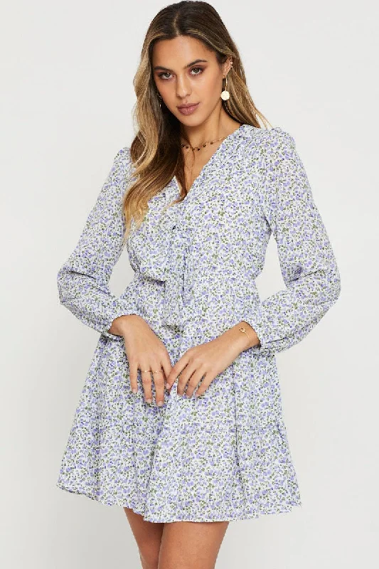 Brunch spin dress-Print Mini Dress Long Sleeve