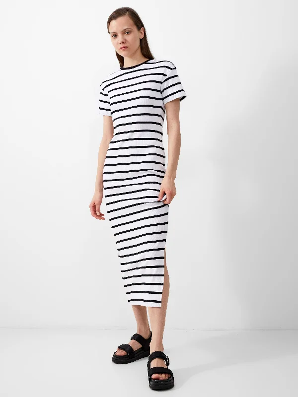 Close gathered dress-Rassia Stripe Midi Dress