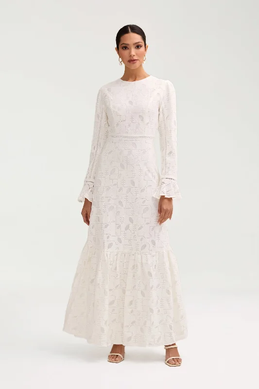 Foggy cloudy dress-Rayaa White Lace Maxi Dress