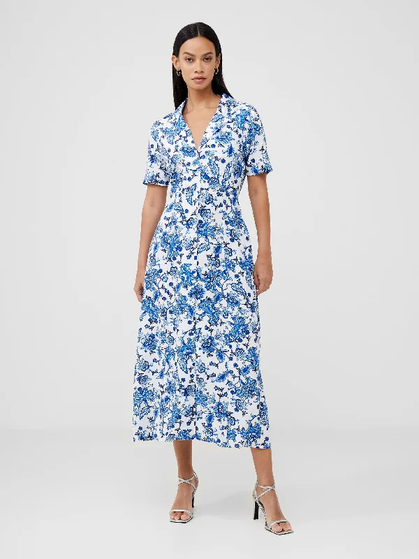 Petaled patch dress-Rever Print Midi Dress