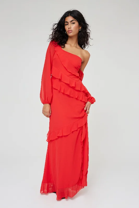 Tidal cruise dress-RUFFLE LONG SLEEVE MAXI DRESS