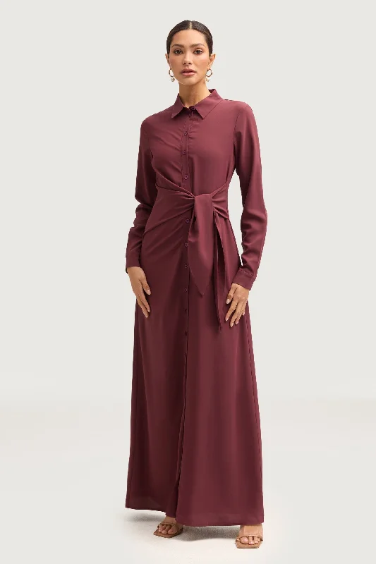 Nomadic tiered dress-Sandra Side Tie Maxi Dress - Marron